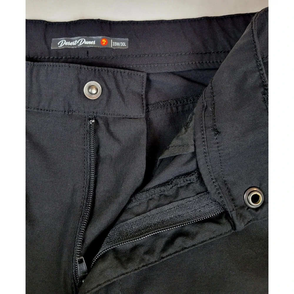 Desert Dunes Mens Black Nylon Spandex Tech Athletic Golf Outdoor Pants 33W 30L - Picture 7 of 9